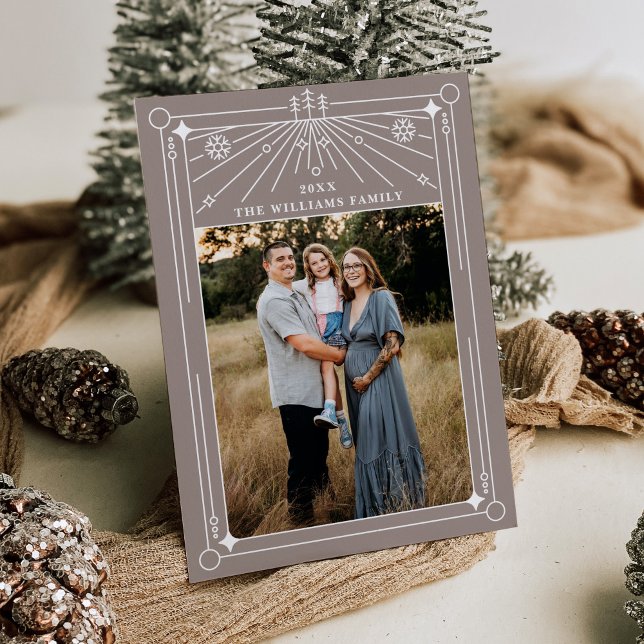 Christmas Art Deco Line Art Photo Holiday Card (Creator Uploaded)