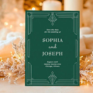 Christmas Art Deco Silver Foil Photo Save the Date