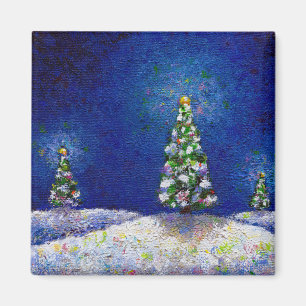 Christmas art fun colourful trees original magnet