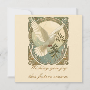 Christmas Art Nouveau Stylised Dove Illustration