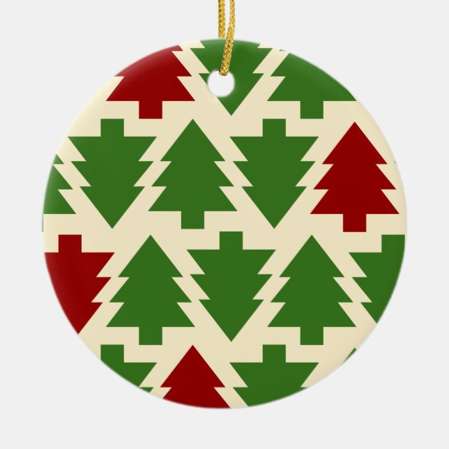 Christmas Art Pattern One Little Christmas Tree Th Ceramic Ornament (Front)