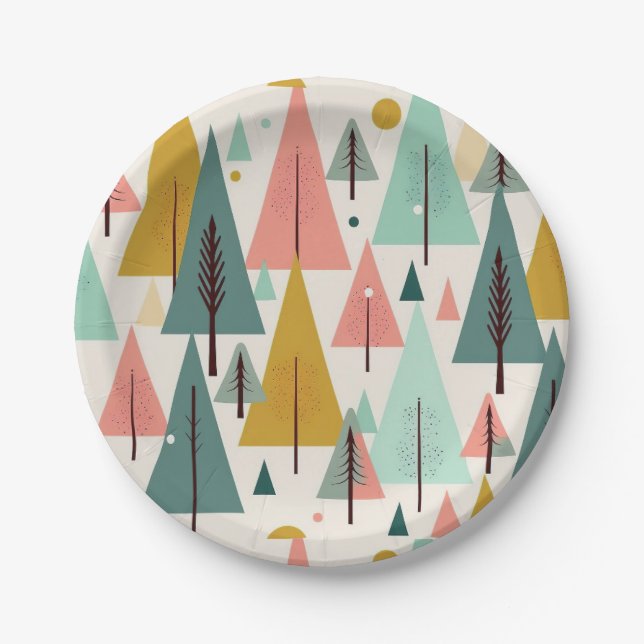 Christmas Art Plant Art One Little Christmas Tree  Paper Plate (Front)