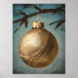 Christmas Art Print, Moody Christmas, Oil Painting Poster