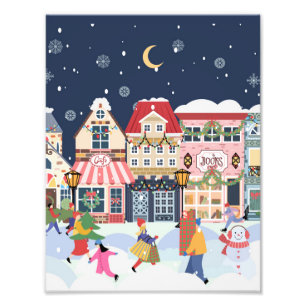 Christmas Art Winter City Photo Print