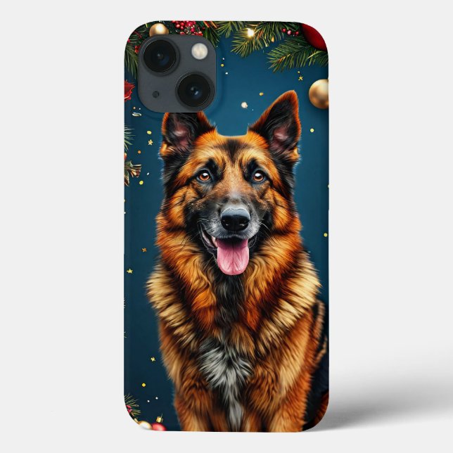 Christmas Artistic German Shepherd Elegance 🖤 Case-Mate iPhone Case (Back)
