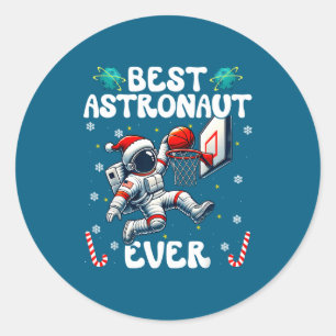 Christmas Astronaut Ever Santa Hat Snowflakes Cand Classic Round Sticker