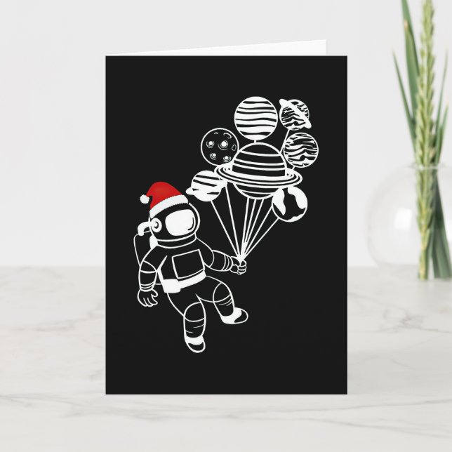 Christmas Astronaut, Funny Planets Bubbles Card (Front)