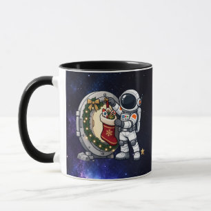 Christmas Astronaut Hanging a Lunar Stocking Mug