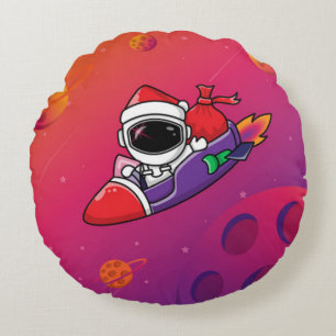 Christmas Astronauts  Round Pillow