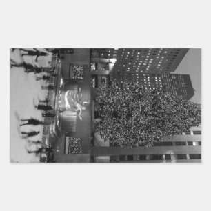 Christmas at Rockefeller Centre - NYC Rectangular Sticker