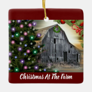 Christmas At The Barn Ceramic Ornament