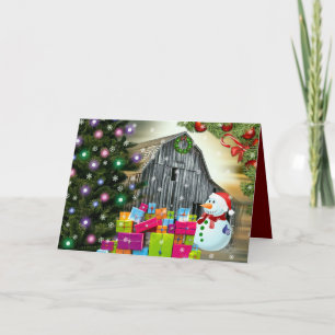Christmas At The Barn Frosty the Snowman Presents Holiday Card