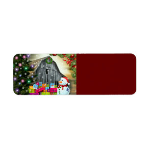 Christmas At The Barn Frosty the Snowman Presents Return Address Label