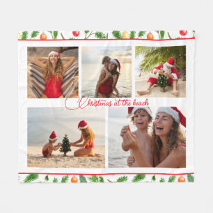 Christmas At The Beach 5 Photo Collage Modern Fleece Blanket