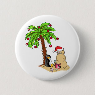 Christmas at the Beach 6 Cm Round Badge