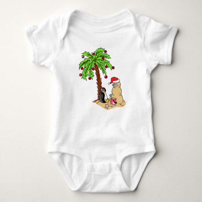 Christmas at the Beach Baby Bodysuit (Front)