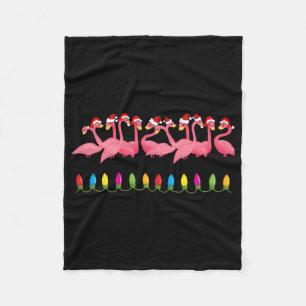 CHRISTMAS AT THE BEACH design FLAMINGO SANTA  Fleece Blanket
