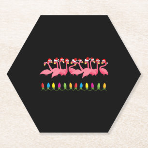 CHRISTMAS AT THE BEACH design FLAMINGO SANTA Paper Coaster