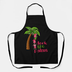 CHRISTMAS AT THE BEACH graphic SANTAS ELVES PALM Apron