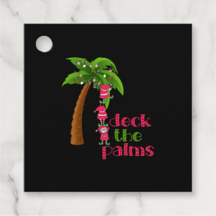 CHRISTMAS AT THE BEACH graphic SANTAS ELVES PALM Favour Tags