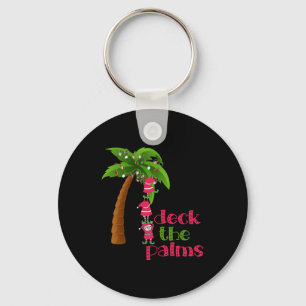 CHRISTMAS AT THE BEACH graphic SANTAS ELVES PALM Key Ring