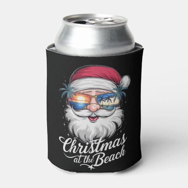 Christmas At The Beach Hawaiian Summer Holiday Can Cooler (Can Front)