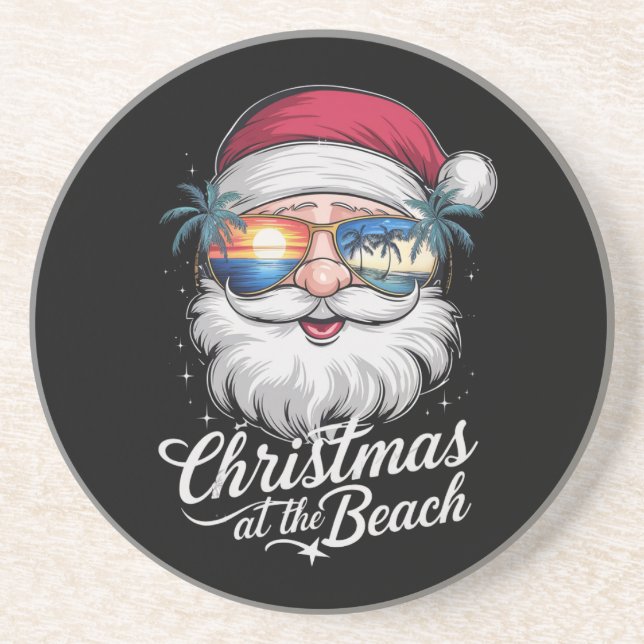 Christmas At The Beach Hawaiian Summer Holiday Coaster (Front)