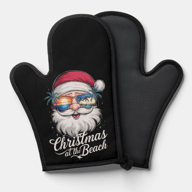 Christmas At The Beach Hawaiian Summer Holiday Oven Mitt (Front/Back)
