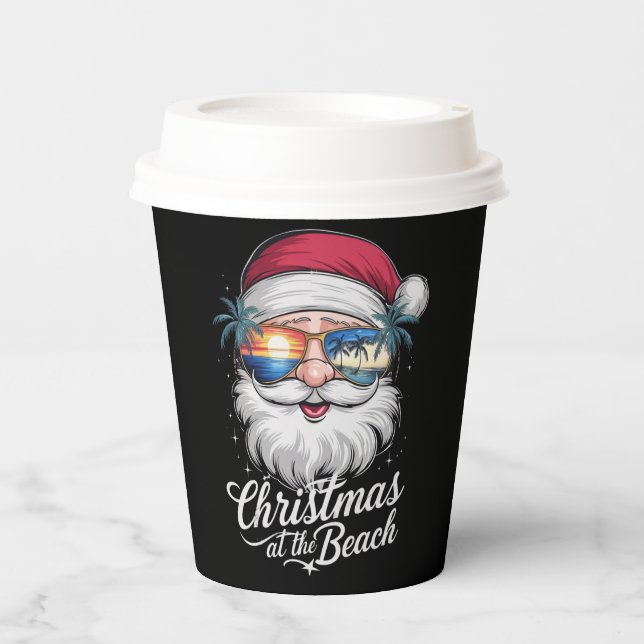 Christmas At The Beach Hawaiian Summer Holiday Paper Cups (Front)