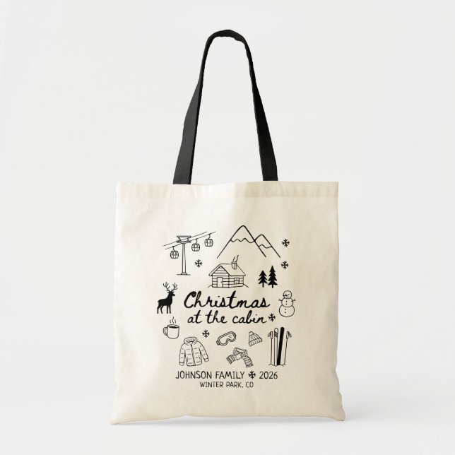 Christmas at the Cabin Group Matching Family Tote Bag (Front)