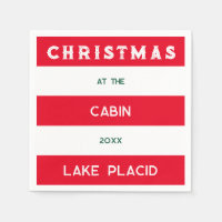 Christmas At The Cabin Red Nautical Stripe Lake