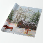 Christmas at the Farm Wrapping Paper<br><div class="desc">This wrapping paper was created from one of my acrylic paintings</div>