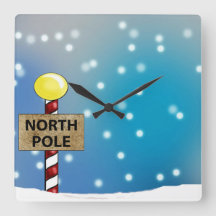 Christmas at The North Pole Square Wall Clock