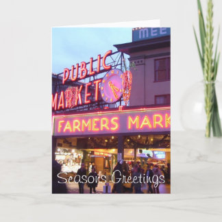 Christmas at the Pike Place Market Seattle Holiday Card