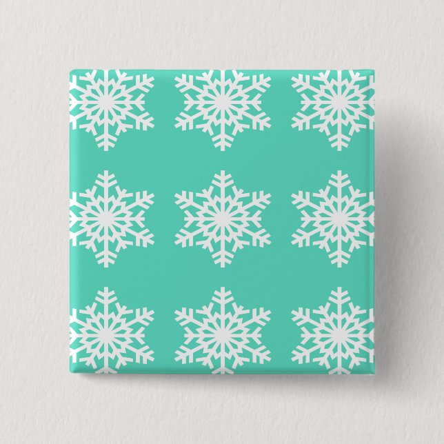 Christmas at Tiffanys Aqua Blue Snowflakes 15 Cm Square Badge (Front)