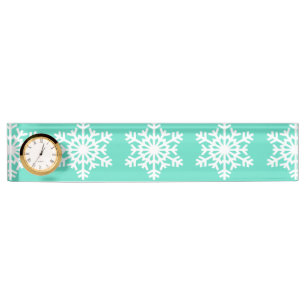 Christmas at Tiffanys Aqua Blue Snowflakes Nameplate