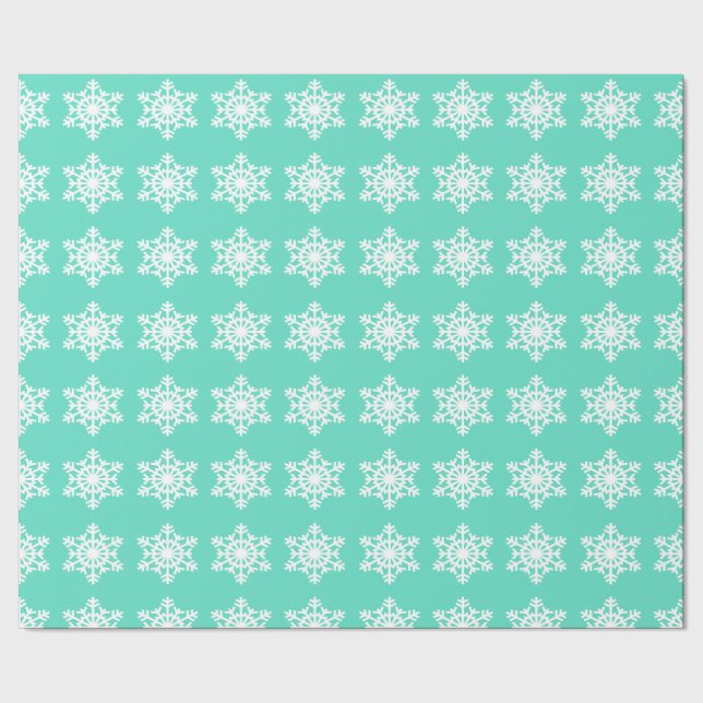 Christmas at Tiffanys Aqua Blue Snowflakes Wrapping Paper (Seam)