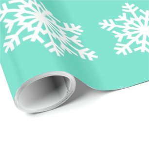 Christmas at Tiffanys Aqua Blue Snowflakes Wrapping Paper