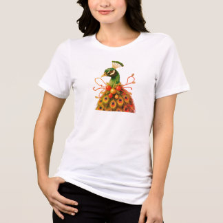 Christmas Attire Peacock on a Short Sleeve White Tri-Blend Shirt