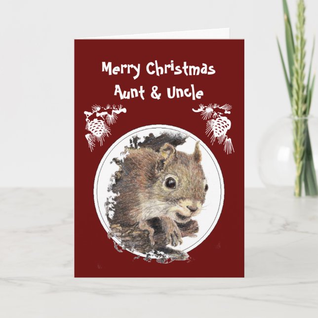 Christmas Aunt & Uncle from group Humor Squirrel Holiday Card (Front)