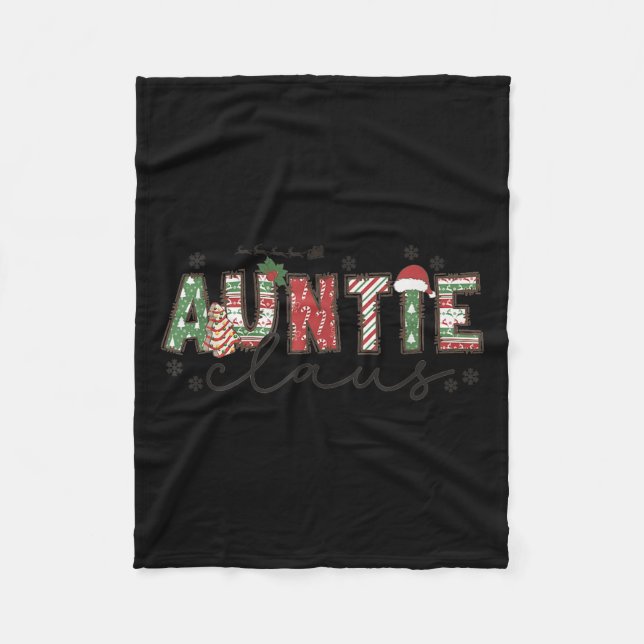 Christmas Auntie Claus Xmas Pyjamas Aunt Announcem Fleece Blanket (Front)