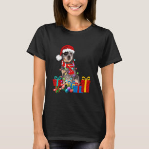 Christmas Australian Cattle Dog Xmas Lights Santa  T-Shirt