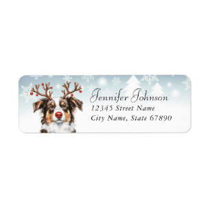 Christmas Australian Shepard Return Address Labels