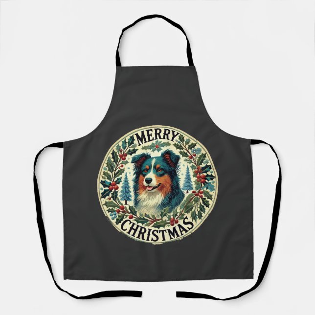 Christmas Australian Shephard Apron (Front)