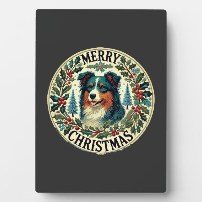 Christmas Australian Shephard Plaque (Front)