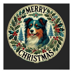 Christmas Australian Shephard Poster