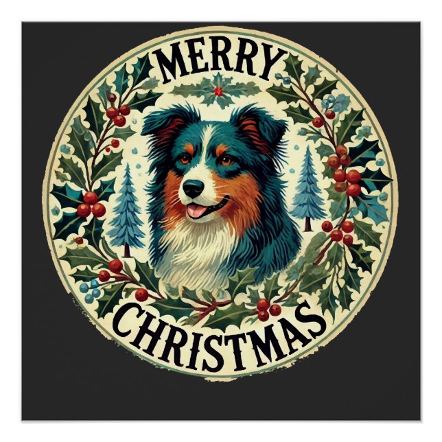 Christmas Australian Shephard Poster (Front)