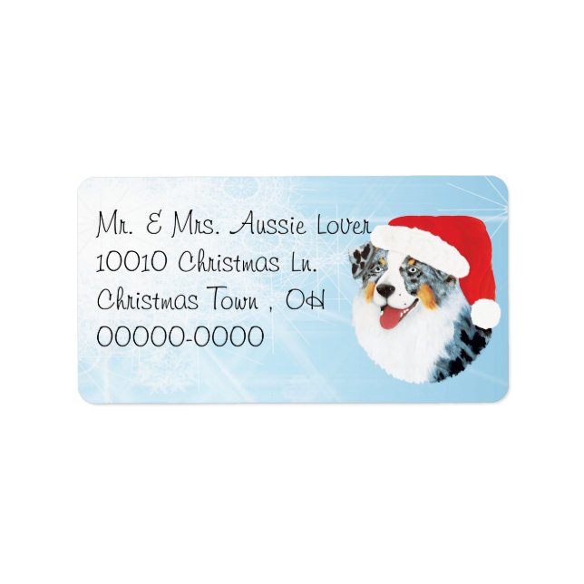 Christmas Australian Shepherd Address Label (Front)