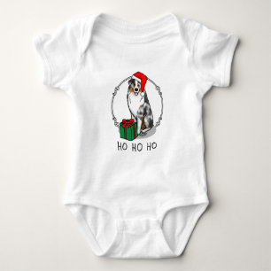 Christmas Australian Shepherd (blue merle tan/w 1) Baby Bodysuit