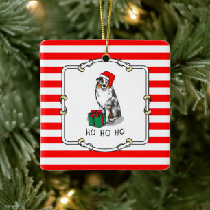 Christmas Australian Shepherd (blue merle tan/w 1) Ceramic Ornament